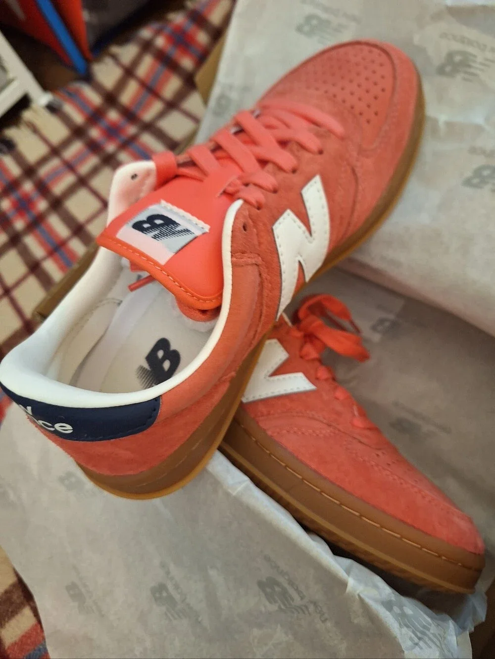 New Balance Unisex Red Suede Sneakers with White 'N' Brand New,